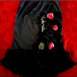 CELO Elegant Black Skirt with Floral Accents.